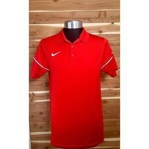 Nike Dri-FIT Red Short Sleeve Polo Shirt Athletic Sportswear Logo Mens Small